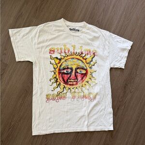 Sublime Women's White Short Sleeve Graphic Tee - Yellow Sun Design